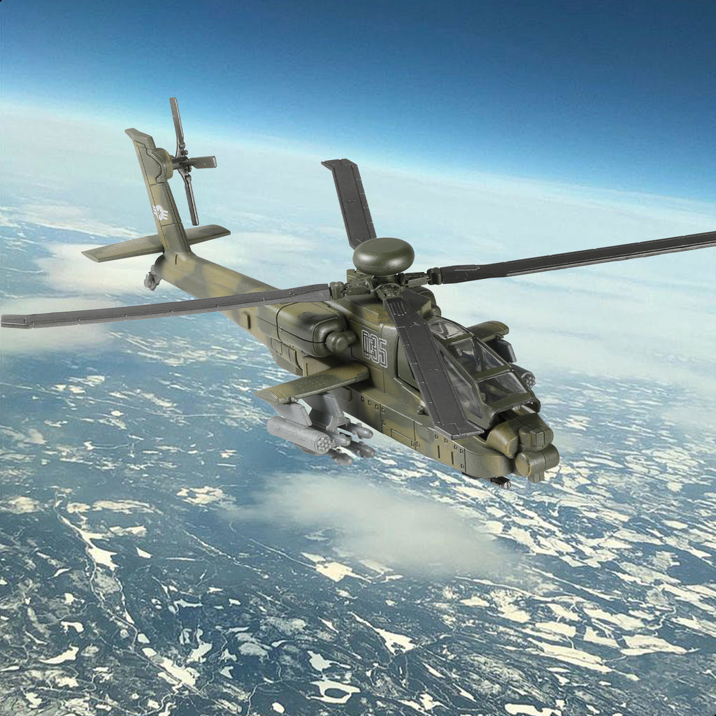 1/72 AH-64 Apache Attack Helicopter Quick Build Model Kit, Snap-Together Military Aircraft with Display Stand (25 Pieces)