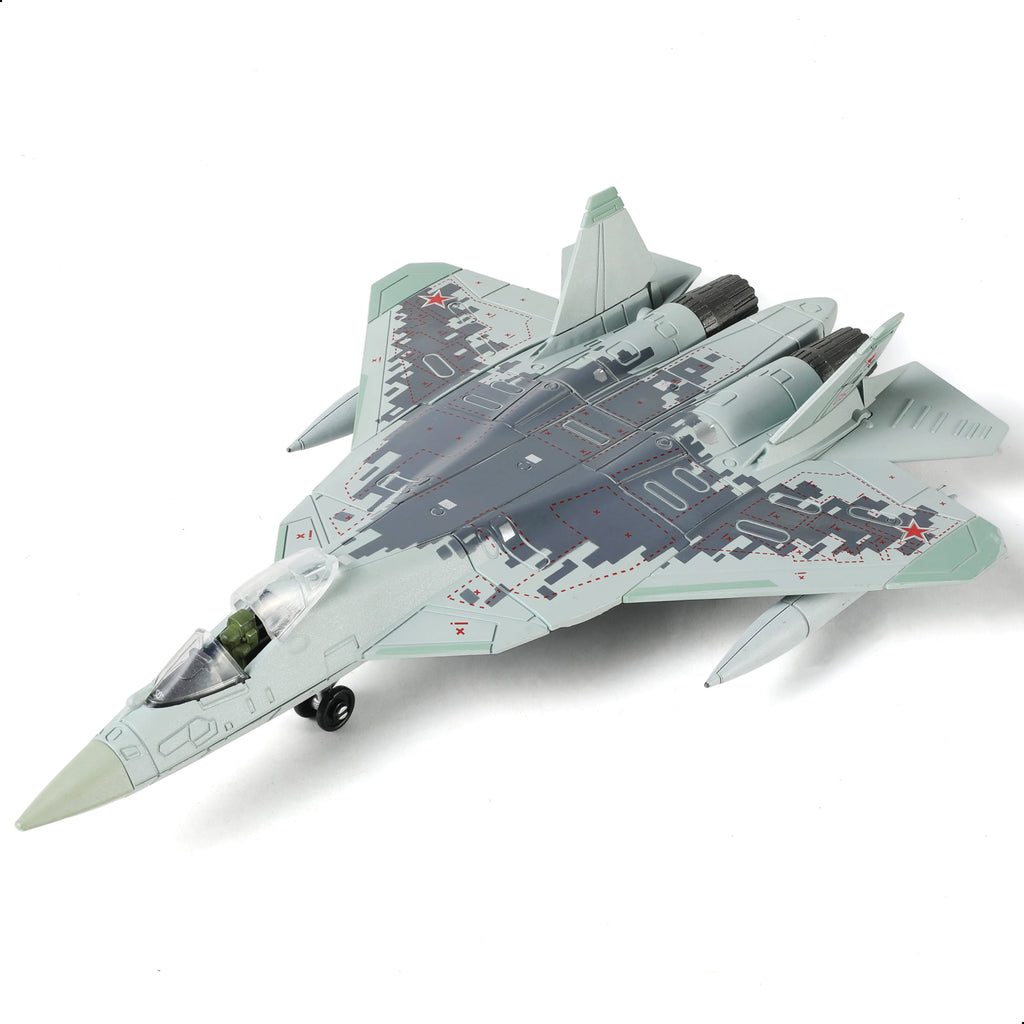 1/72 SU-57 Felon Fighter Jet Quick Build Model Kit, Snap-Fit Stealth Military Aircraft with Display Stand (31 Pieces)