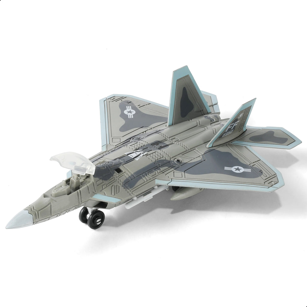 1/100 F-22 Raptor Fighter Jet Quick Build Model Kit, Snap-Together Stealth Aircraft with Display Stand (22 Pieces)