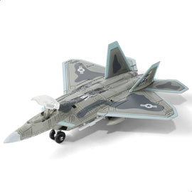 1/100 F-22 Raptor Fighter Jet Quick Build Model Kit, Snap-Together Stealth Aircraft with Display Stand (22 Pieces)