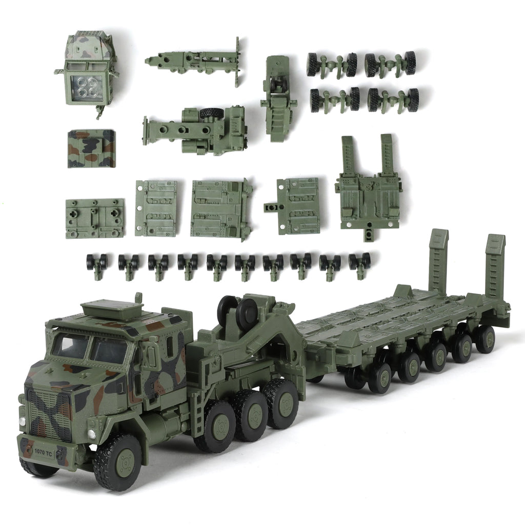 1/72 M1070 Military Truck Quick Build Model Kit (Green), Snap-Together Heavy Equipment Transporter Armored Vehicle