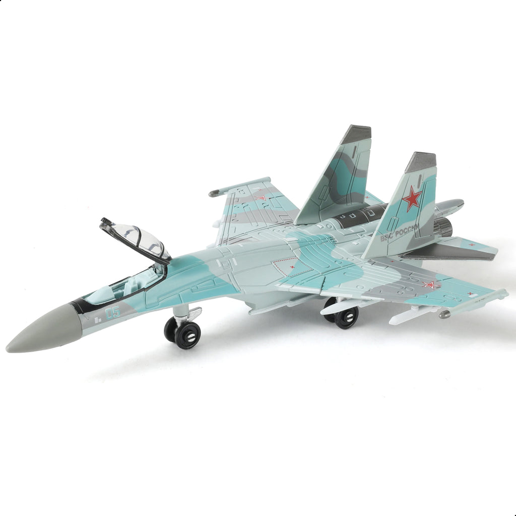 1/100 SU-35S Flanker-E Fighter Jet Quick Build Model Kit, Snap-Together Military Aircraft with Display Stand (25 Pieces)