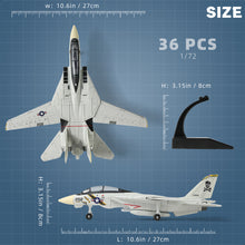 Load image into Gallery viewer, 1/72 F-14 Tomcat Fighter Jet Quick Build Model Kit, Snap-Fit Military Aircraft with Display Stand (36 Pieces)