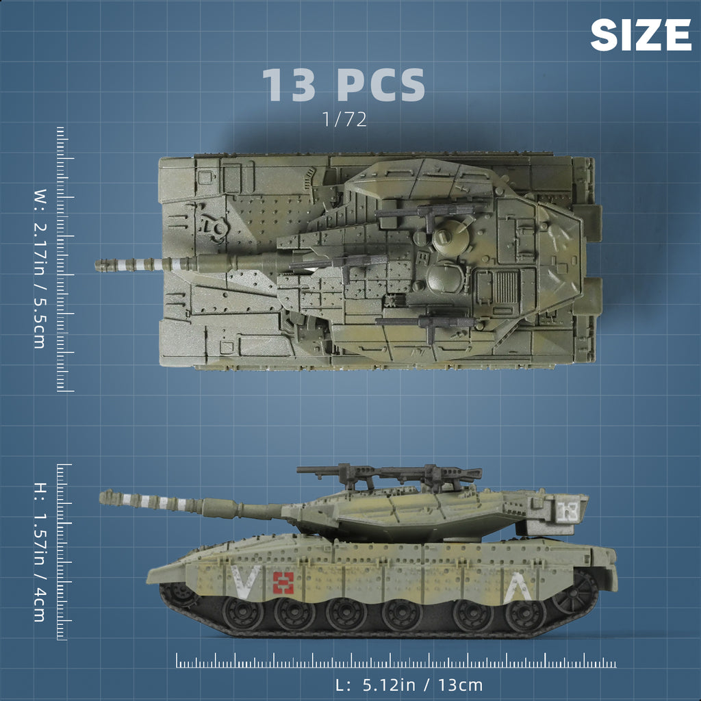 1/72 Merkava Main Battle Tank Quick Build Model Kit, Snap-Together Israeli Army Armored Vehicle (13 Pieces)