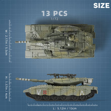 Load image into Gallery viewer, 1/72 Merkava Main Battle Tank Quick Build Model Kit, Snap-Together Israeli Army Armored Vehicle (13 Pieces)