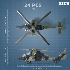 1/72 EC-665 Tiger Attack Helicopter Quick Build Model Kit, Snap-Together Military Aircraft with Display Stand (24 Pieces)