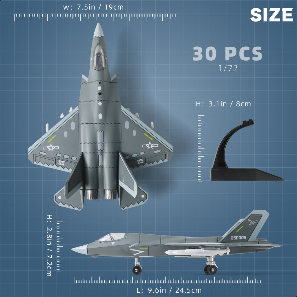 1/72 J-35 Stealth Fighter Jet Quick Build Model Kit, Snap-Together Navy Aircraft with Display Stand (30 Pieces)
