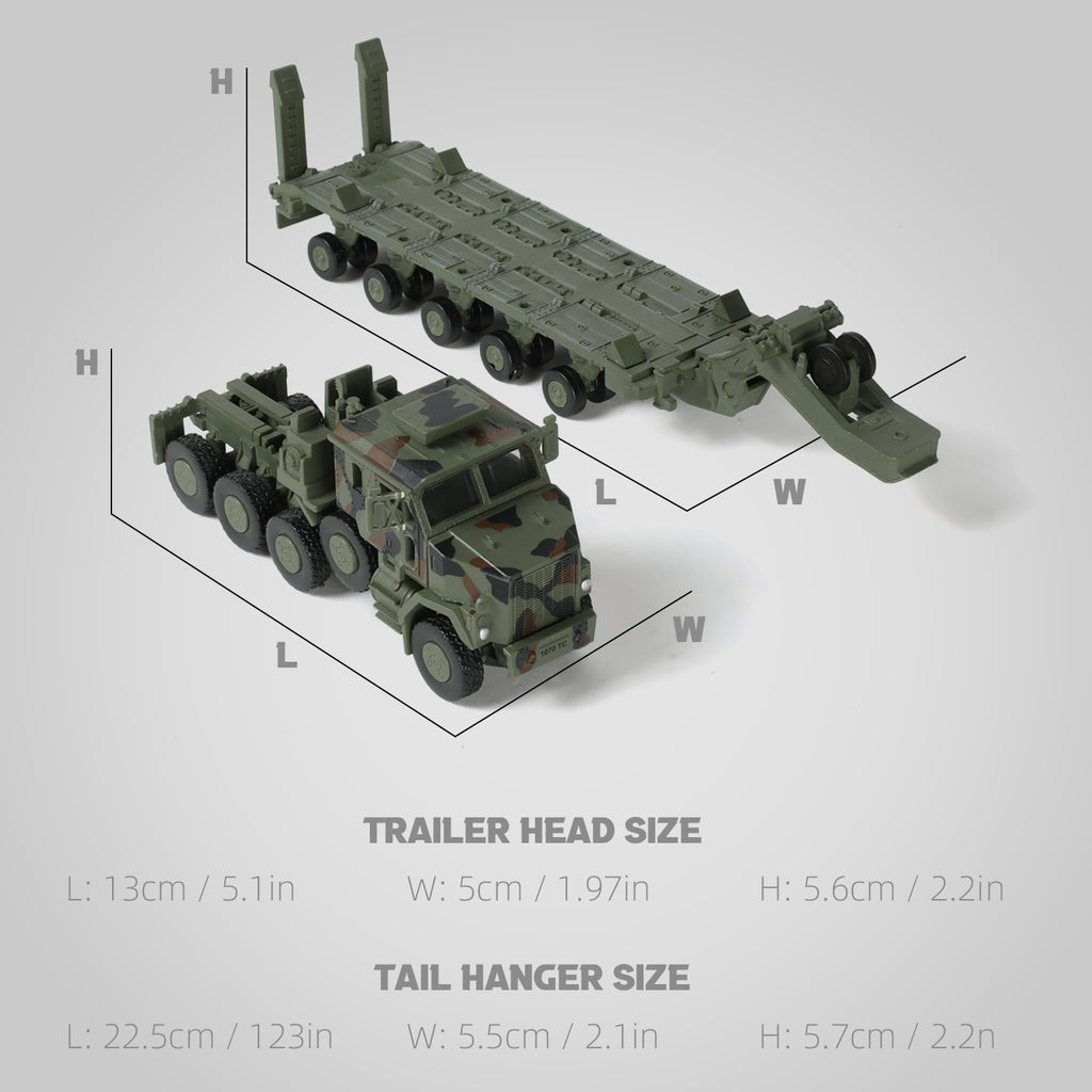 1/72 M1070 Military Truck Quick Build Model Kit (Green), Snap-Together Heavy Equipment Transporter Armored Vehicle