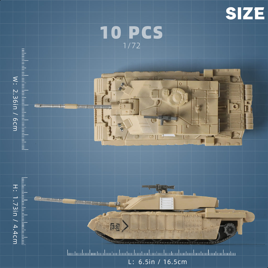 1/72 Challenger 2 Main Battle Tank Quick Build Model Kit, Snap-Together British Army Armored Vehicle (10 Pieces)