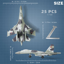 Load image into Gallery viewer, 1/100 SU-35 Flanker-E Fighter Jet Quick Build Model Kit, Snap-Fit Russian Military Aircraft with Display Stand (25 Pieces)