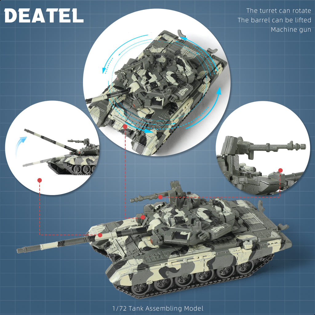 1/72 T-90 Main Battle Tank Quick Build Model Kit, Snap-Together Russian Army Armored Vehicle (12 Pieces)