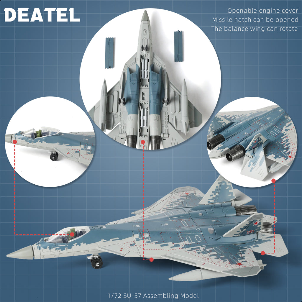 1/72 SU-57 Felon Stealth Fighter Quick Build Model Kit, Snap-Together Russian Military Aircraft (31 Pieces)