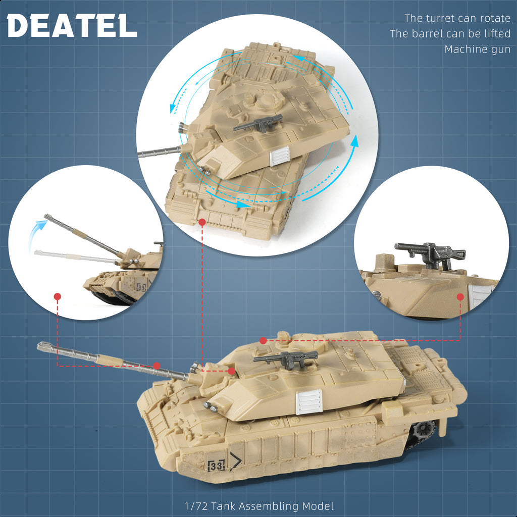 1/72 Challenger 2 Main Battle Tank Quick Build Model Kit, Snap-Together British Army Armored Vehicle (10 Pieces)