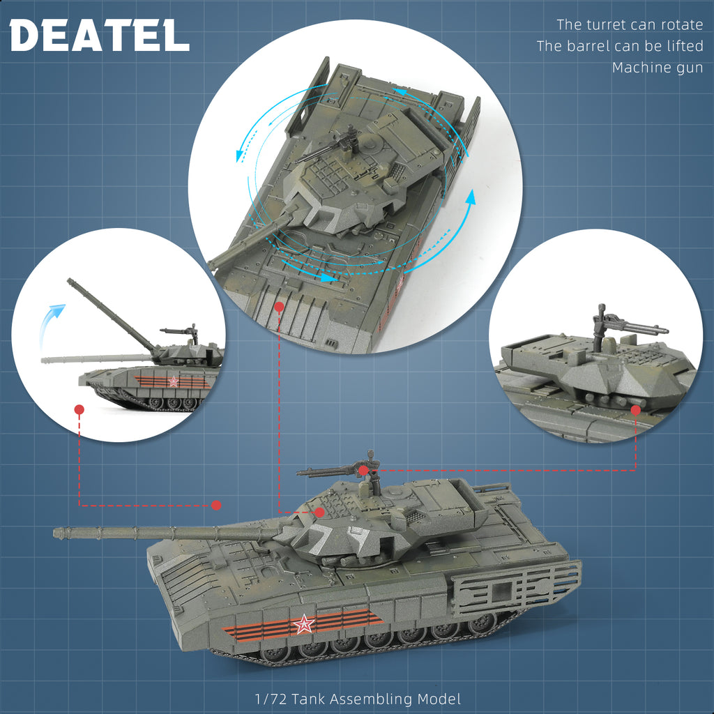 1/72 T-14 Armata Main Battle Tank Quick Build Model Kit, Snap-Together Russian Military Vehicle (14 Pieces)