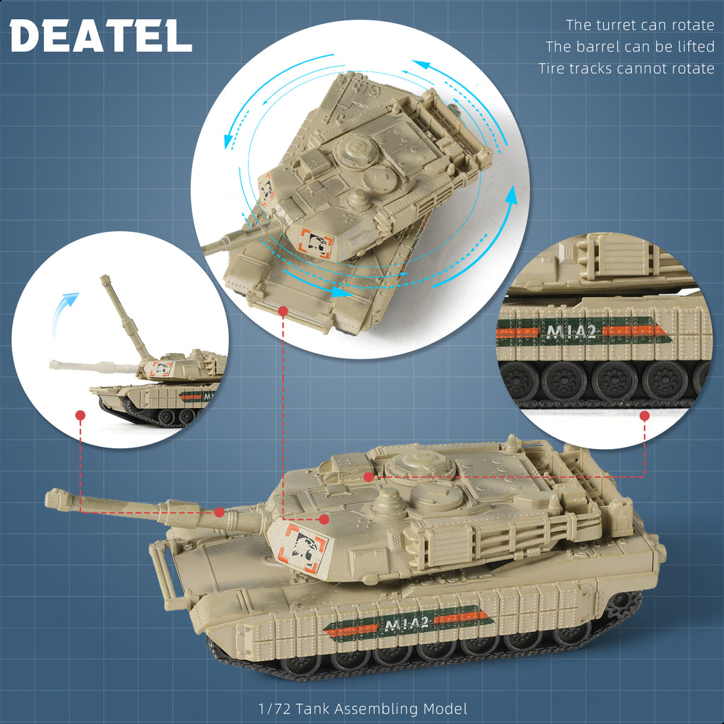 1/72 M1A2 Abrams Main Battle Tank Quick Build Model Kit, Snap-Together US Army Armored Vehicle (9 Pieces)