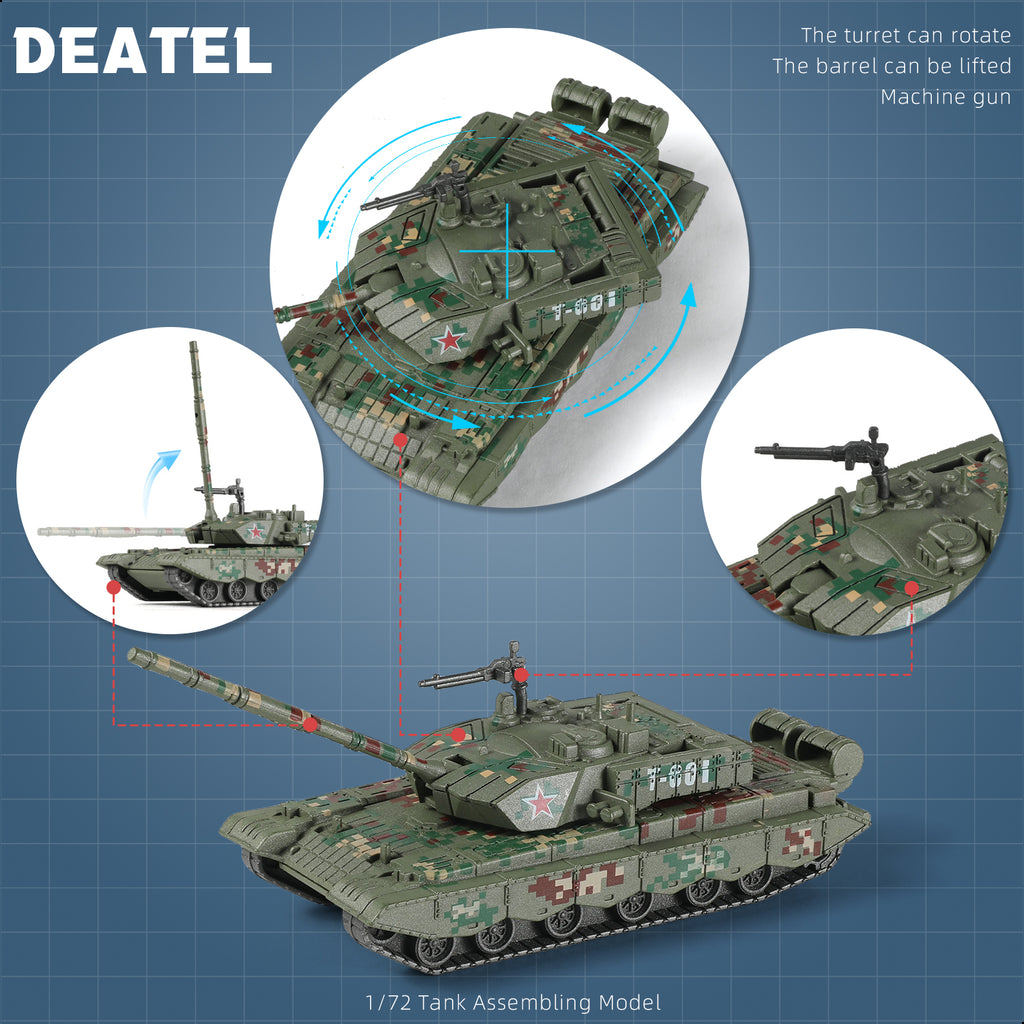 1/72 Type 99 Main Battle Tank Quick Build Model Kit, Snap-Together Chinese PLA Armored Vehicle (13 Pieces)