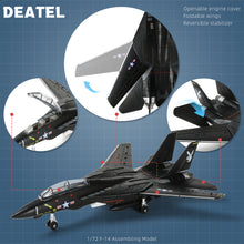Load image into Gallery viewer, 1/72 F-14 Tomcat Fighter Jet Quick Build Model Kit (Black), Snap-Fit Military Aircraft with Display Stand (36 Pieces)