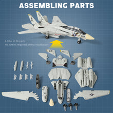 Load image into Gallery viewer, 1/72 F-14 Tomcat Fighter Jet Quick Build Model Kit, Snap-Fit Military Aircraft with Display Stand (36 Pieces)