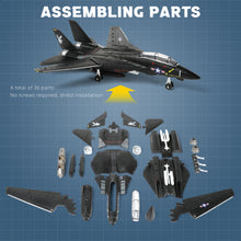 Load image into Gallery viewer, 1/72 F-14 Tomcat Fighter Jet Quick Build Model Kit (Black), Snap-Fit Military Aircraft with Display Stand (36 Pieces)