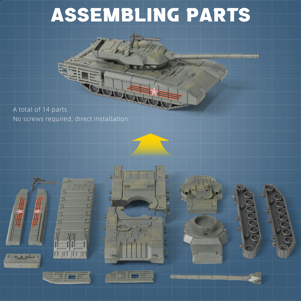 1/72 T-14 Armata Main Battle Tank Quick Build Model Kit, Snap-Together Russian Military Vehicle (14 Pieces)