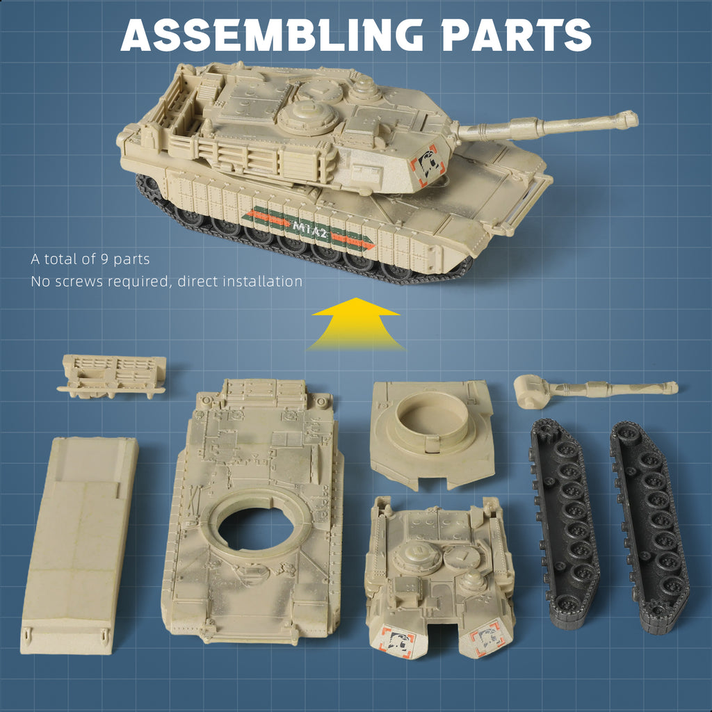 1/72 M1A2 Abrams Main Battle Tank Quick Build Model Kit, Snap-Together US Army Armored Vehicle (9 Pieces)
