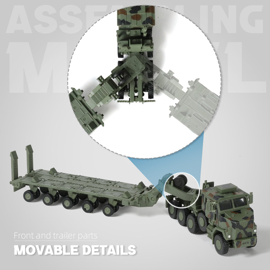 1/72 M1070 Military Truck Quick Build Model Kit (Green), Snap-Together Heavy Equipment Transporter Armored Vehicle