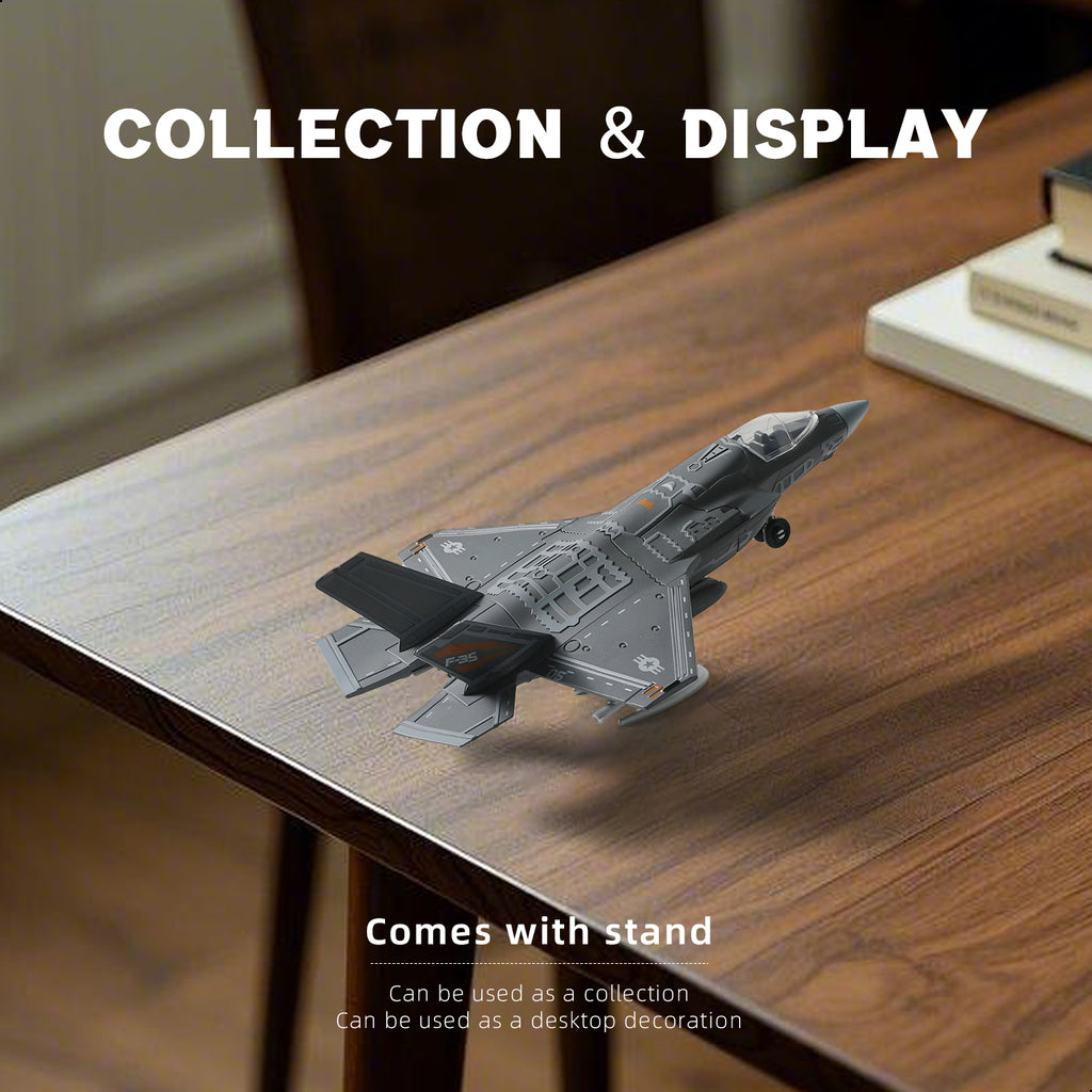 1/72 F-35 Fighter Jet Quick Build Model Kit, Snap-Together Military Aircraft with Display Stand (27 Pieces)