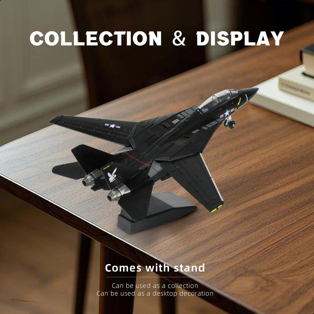 1/72 F-14 Tomcat Fighter Jet Quick Build Model Kit (Black), Snap-Fit Military Aircraft with Display Stand (36 Pieces)