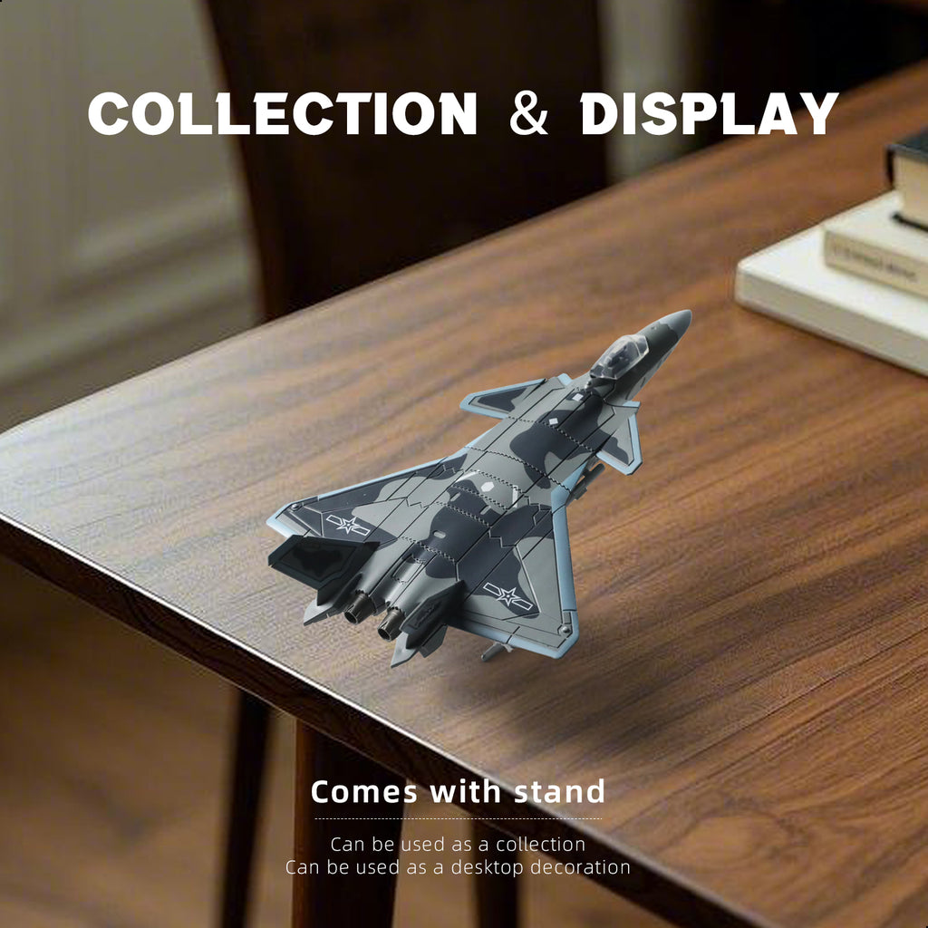 1/100 J-20 Mighty Dragon Fighter Jet Quick Build Model Kit, Snap-Together Stealth Aircraft with Display Stand (26 Pieces)