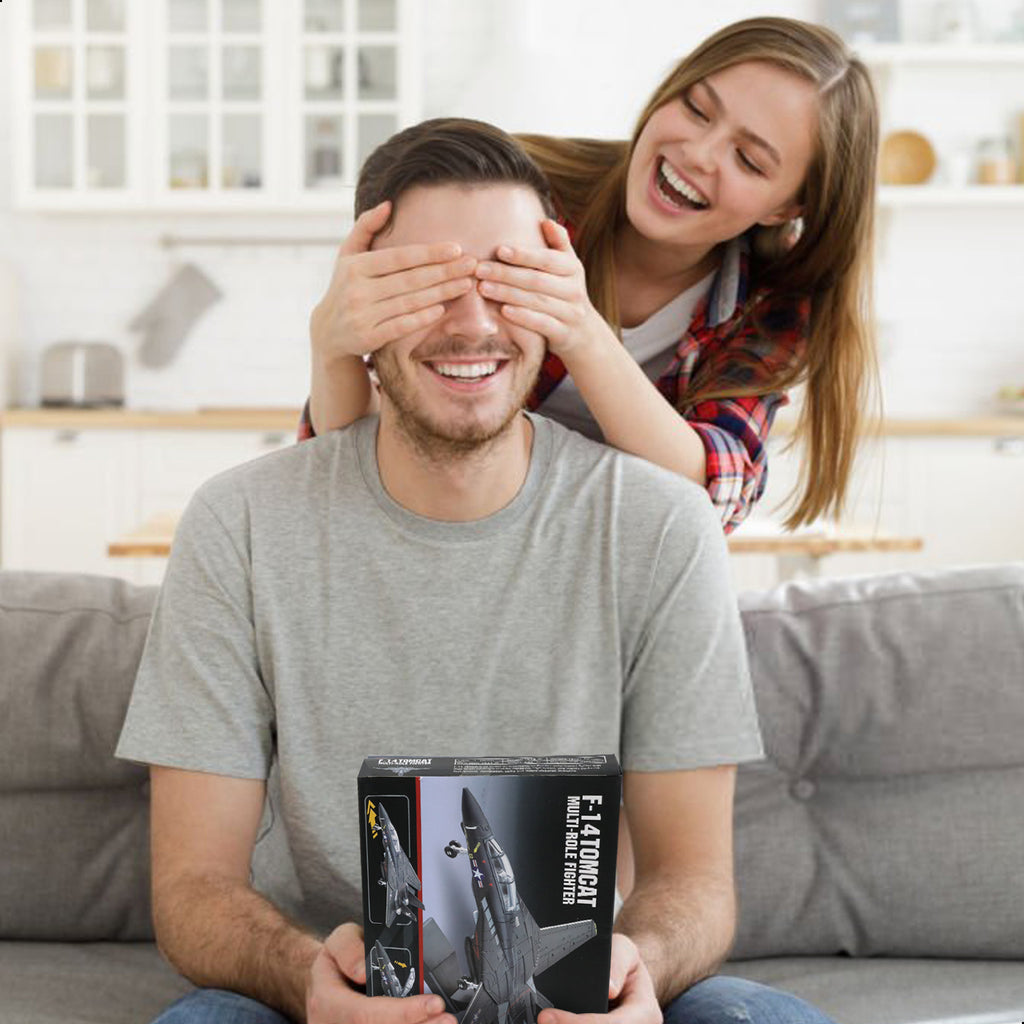 1/72 F-14 Tomcat Fighter Jet Quick Build Model Kit (Black), Snap-Fit Military Aircraft with Display Stand (36 Pieces)