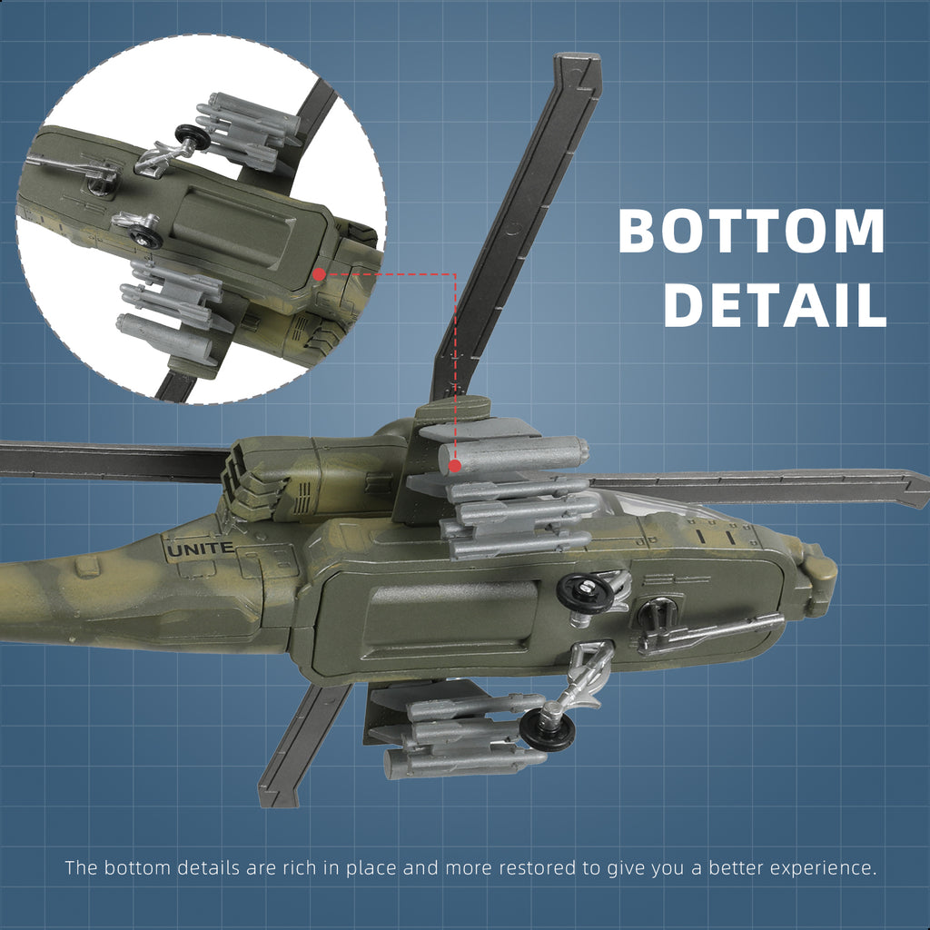 1/72 AH-64 Apache Attack Helicopter Quick Build Model Kit, Snap-Together Military Aircraft with Display Stand (25 Pieces)