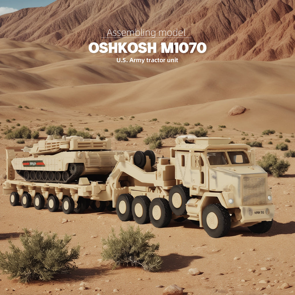 1/72 M1070 Military Truck Quick Build Model Kit (Yellow), Snap-Together Heavy Equipment Transporter Armored Vehicle