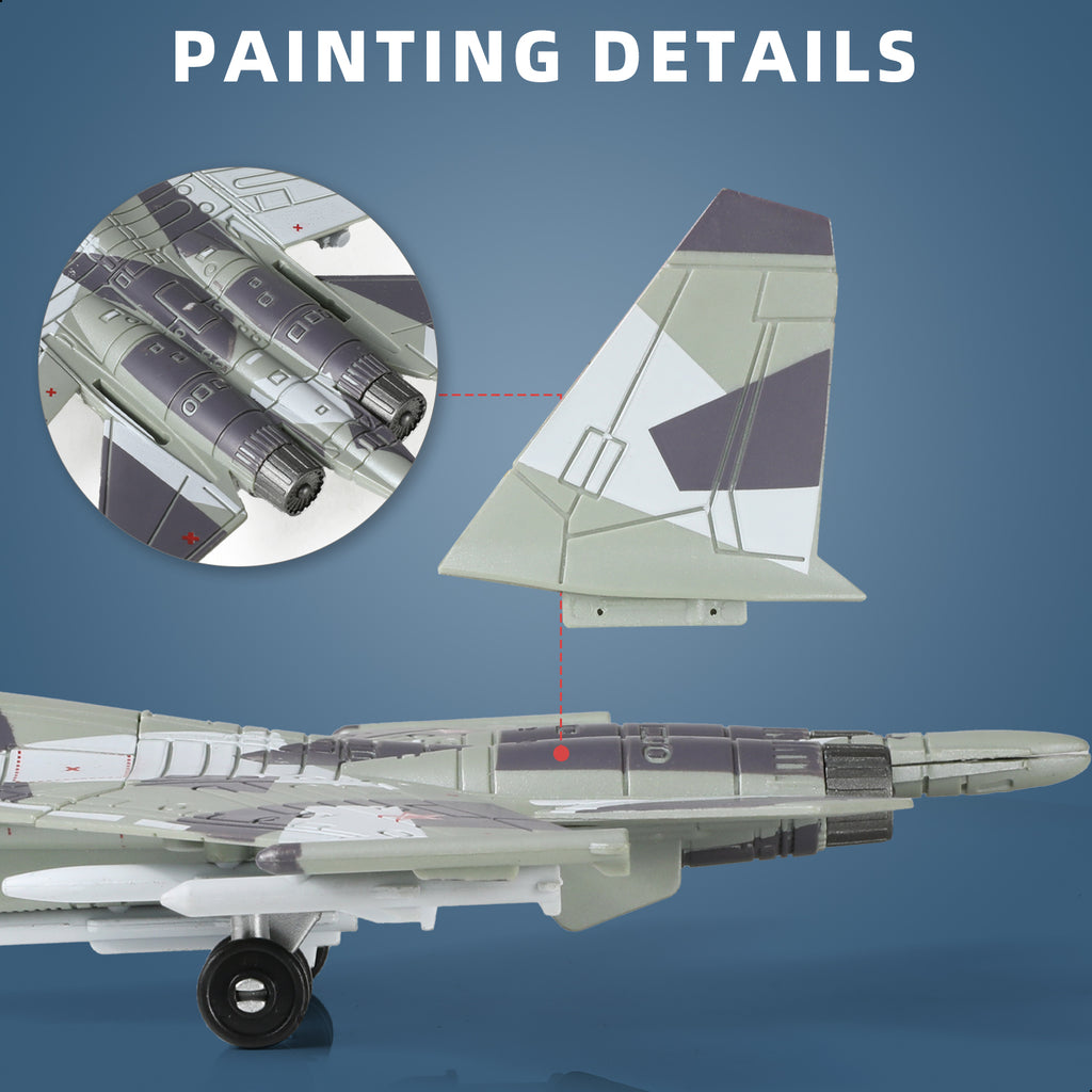 1/100 SU-35 Flanker-E Fighter Jet Quick Build Model Kit, Snap-Fit Russian Military Aircraft with Display Stand (25 Pieces)