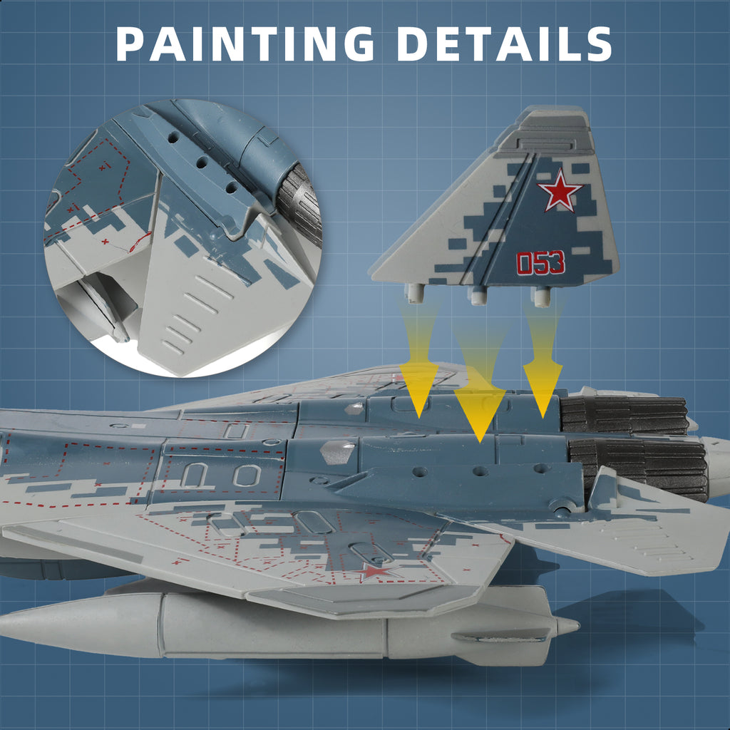 1/72 SU-57 Felon Stealth Fighter Quick Build Model Kit, Snap-Together Russian Military Aircraft (31 Pieces)